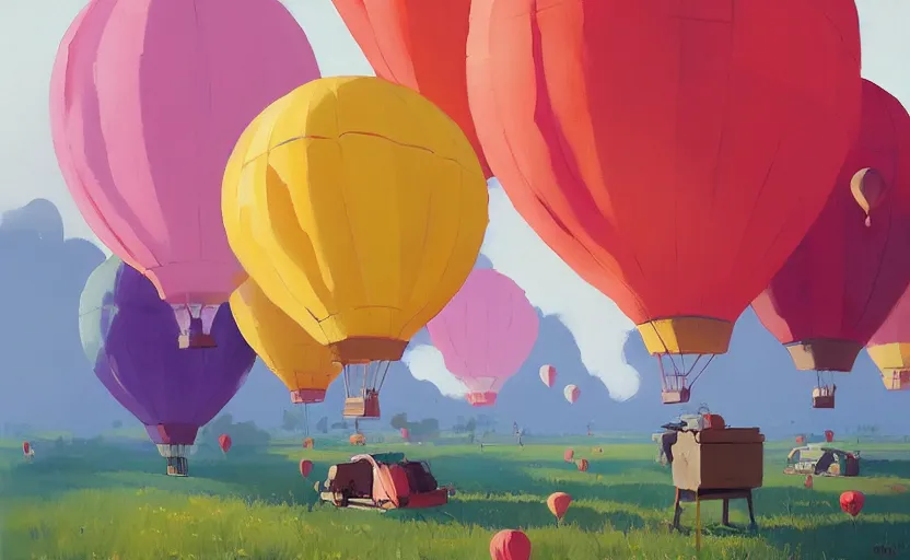 Prompt: flowers as hot air balloons by atey ghailan plein air