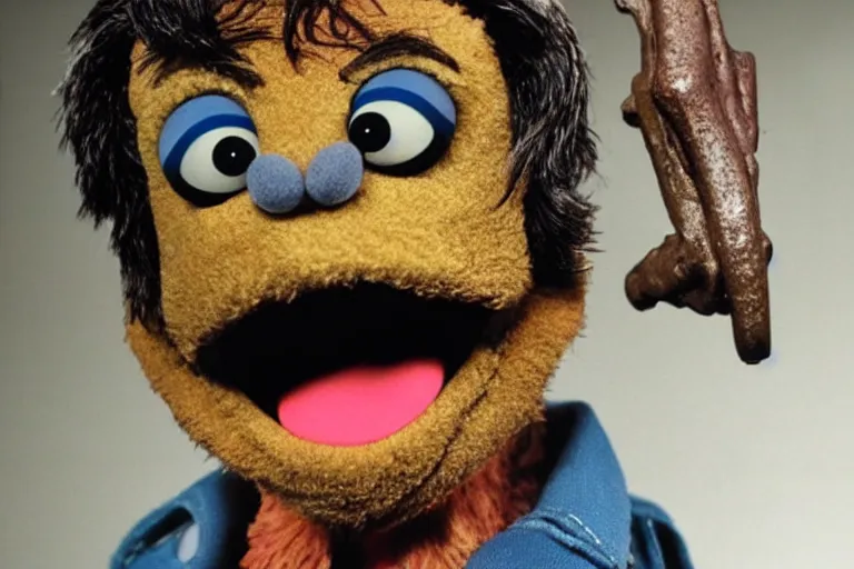 Image similar to Bruce Campbell as Ash in Evil Dead muppets