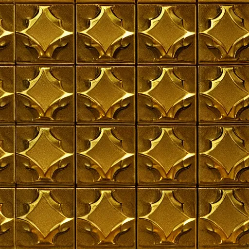 Image similar to 3d render of an abstract medieval pattern gold tile, symetrical