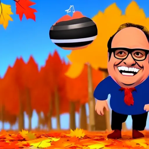 Image similar to a screen shot of danny devito in fall guys game, highly detailed cinematic