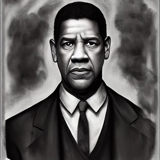 Prompt: Denzel Washington by Aleksander Rostov