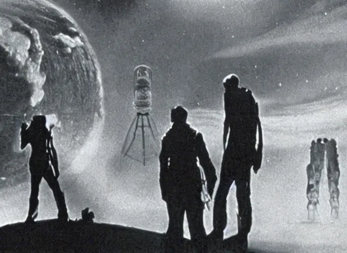 Prompt: Scene from the 1906 science fiction film Close Encounters Of The Third Kind