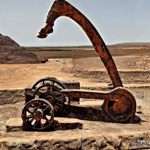 Image similar to ancient metal machine from 9 0 0 million years ago baffles modern archeologists, award winning photo