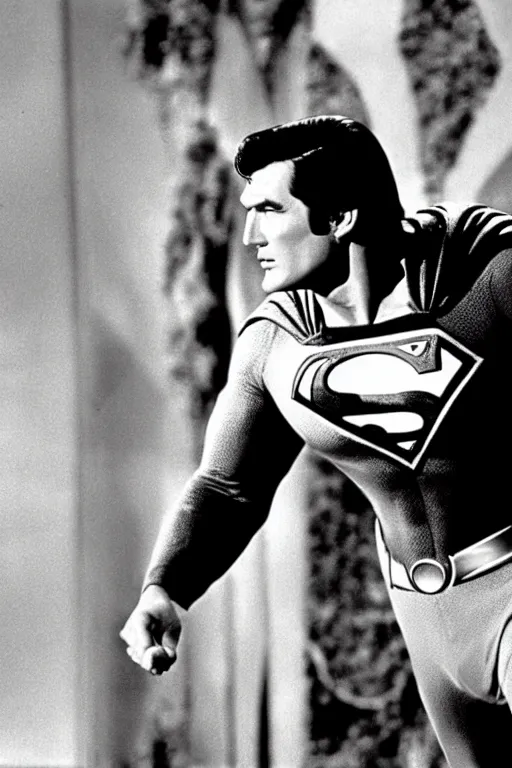 Image similar to rock hudson playing superman in 1 9 7 8, superhero movie