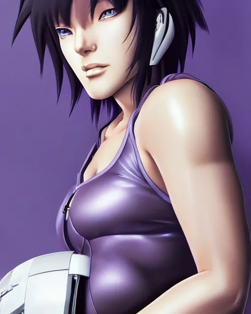 Image similar to motoko kusanagi by masamune shirow, hyperrealism, 4 k, hyper detailed