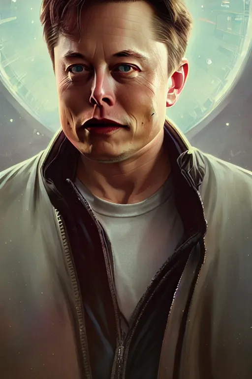 Image similar to elon musk as marty mcfly, realistic portrait, symmetrical, highly detailed, digital painting, artstation, concept art, smooth, sharp focus, illustration, cinematic lighting, art by artgerm and greg rutkowski and alphonse mucha