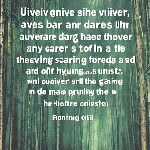 Prompt: universe is a dark forest. every civilization is a hunter with a gun, sneaking in the forest like a ghost, gently pushing aside the branches in the way, trying hard not to make a sound of footsteps, and even breathing carefully.