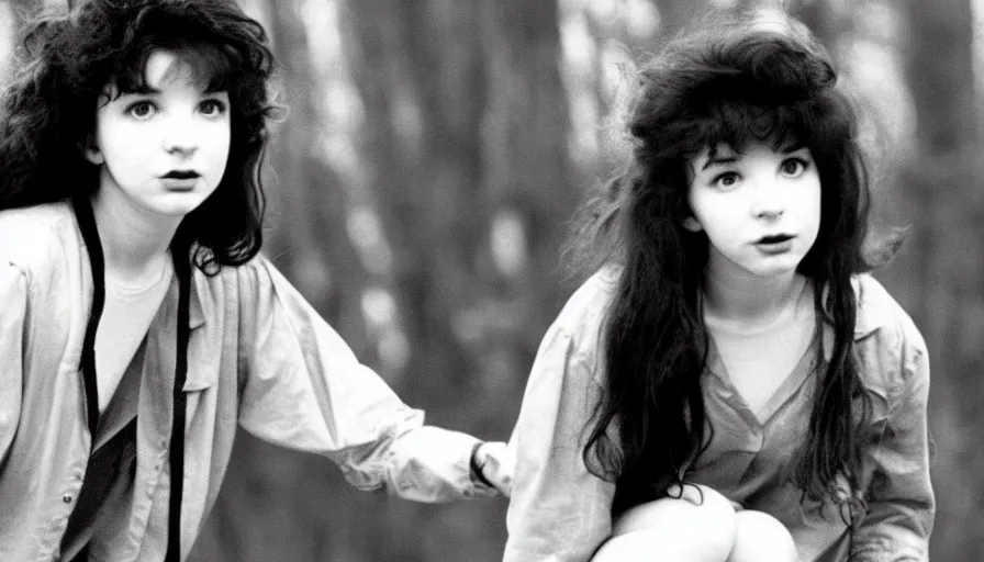 Prompt: young kate bush in stranger things, 1980s, rule of thirds