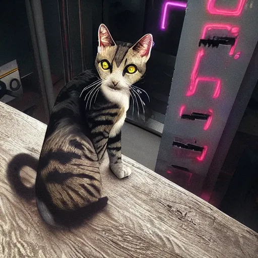 Image similar to cyberpunk cat