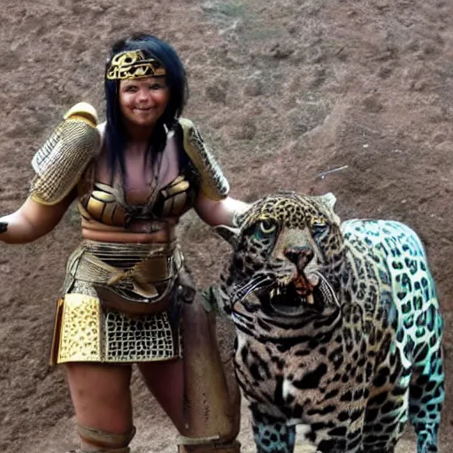 Image similar to photo of a female warrior with jaguar armour