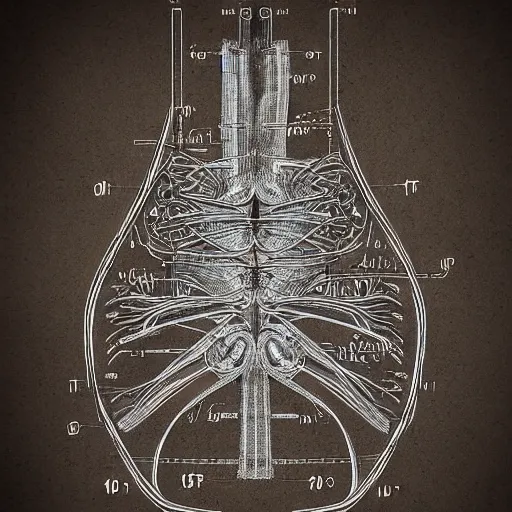 Image similar to liver anatomy concept art, blue print, texture of electronic circuit, intricate details, da vinci