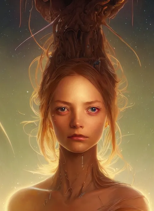 Prompt: highly detailed portrait of an alien girl, stephen bliss, unreal engine, fantasy art by greg rutkowski, loish, rhads, ferdinand knab, makoto shinkai and lois van baarle, ilya kuvshinov, rossdraws, tom bagshaw, alphonse mucha, global illumination, radiant light, detailed and intricate environment