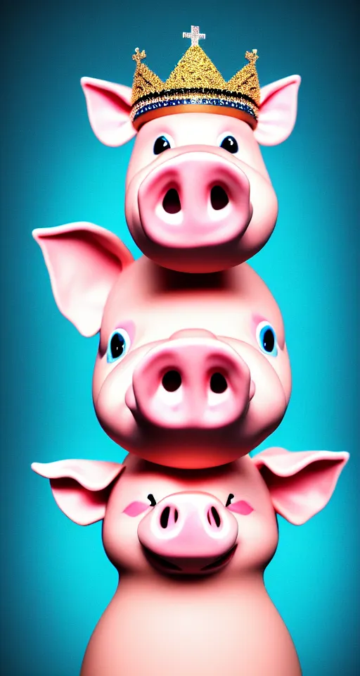Image similar to smiling pig wearing a crown holding up a bottle of seasoing, hyper realistic, ultra detailed, cinematic, dynamic lighting, photorealistic, refined, intricate, digital art, digital painting, masterpiece, 8k