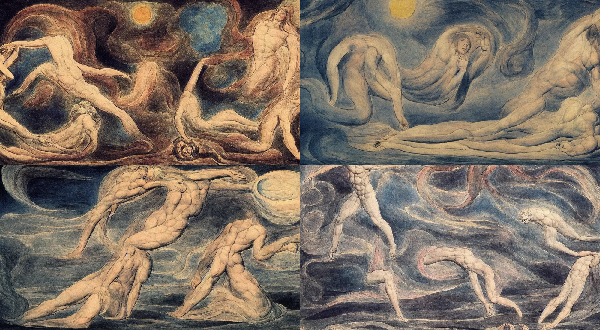 Prompt: Overthinking moments from the past that have made you who you are now Painting By William Blake