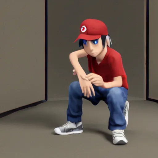 Prompt: 3d render of Ash Ketchum, unreal engine