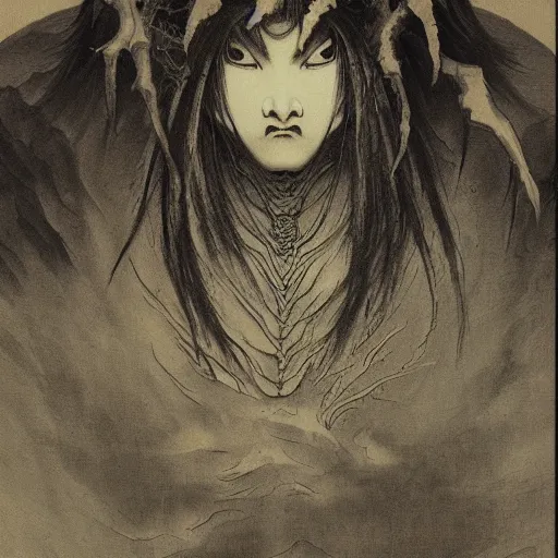 Image similar to a painting of a japanese demon by gustave dore, high detail, trending on artstation