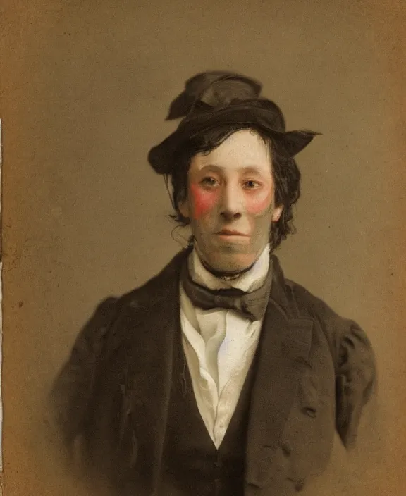 Image similar to portrait of a gentleman with color smeared in the face