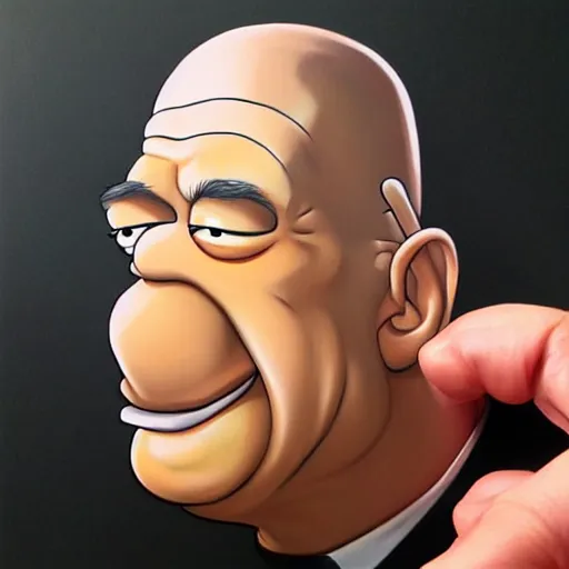 Image similar to beautiful realistic portrait of homer simpson by artgerm