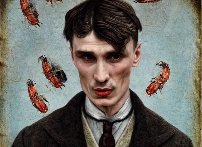 Image similar to thomas shelby made out of shrimp, lowbrow, matte painting, 3 - d highly detailed, in the style of mark ryden,