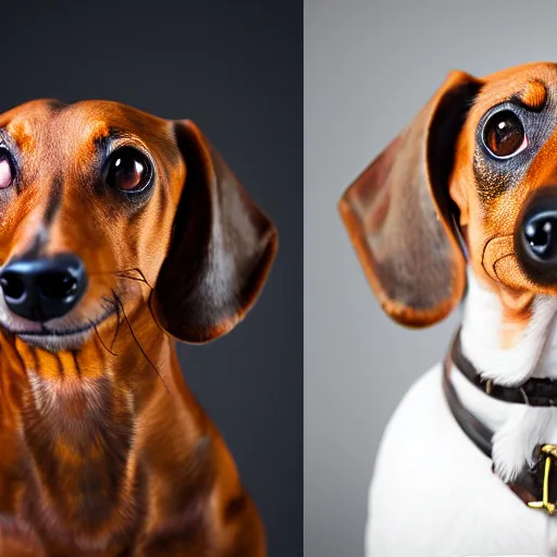 Image similar to professional portrait photography of a dachshund in an opera