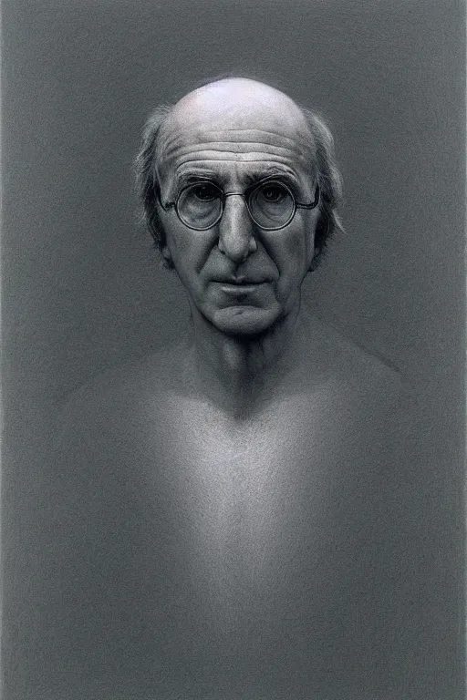 Prompt: portrait of Larry David by Zdzislaw Beksinski