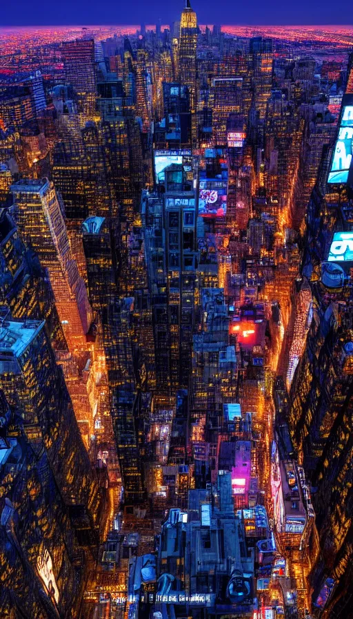 Image similar to 8k high resolution photograph of cyber punk New York Times Square at night