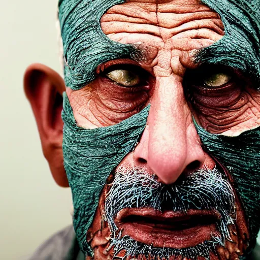 Image similar to portrait of a middle - aged middle - eastern doctor. his skin is dessicated and mummified. his eyes are keen. portrait photography by annie liebovitz.