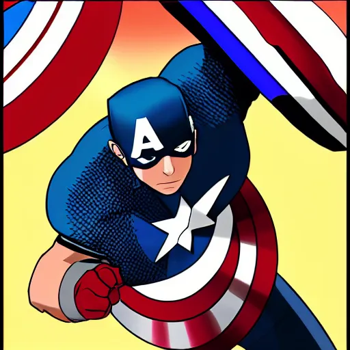 Prompt: A Portrait of Captain America, pixiv, anime