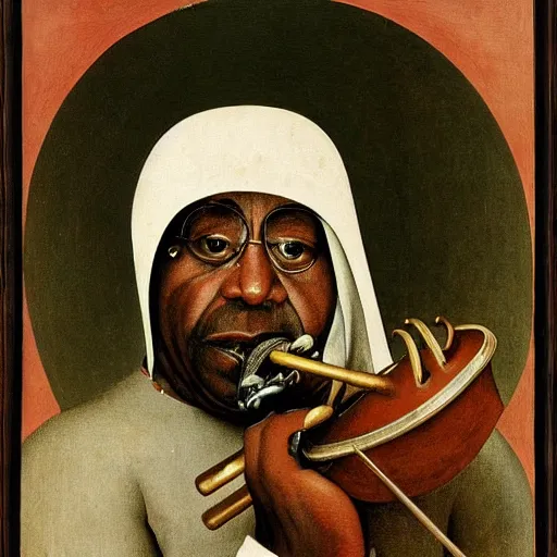 Image similar to dizzy gillespie by hieronymus bosch