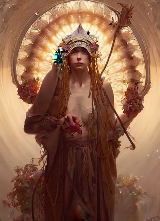 Prompt: : obatala fantasy, fantasy magic, , intricate, sharp focus, illustration, highly detailed, digital painting, concept art, matte, art by WLOP and Artgerm and Greg Rutkowski and Alphonse Mucha, masterpiece