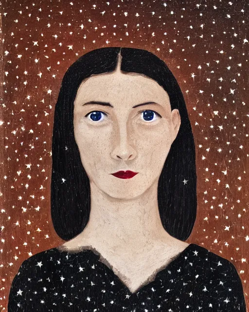 Image similar to a portrait of a woman with stars in her eyes