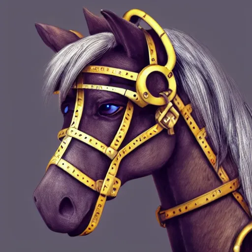 Prompt: a profile picture of a horse with steampunk googles, by ROSS tran, 4k