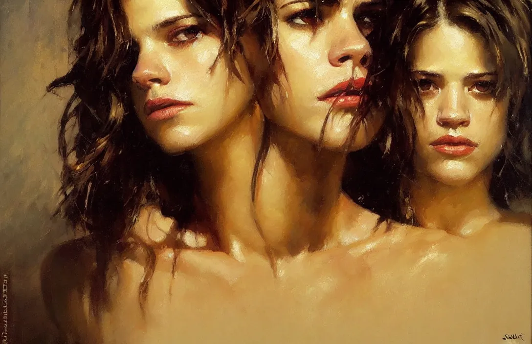 Image similar to portrait of lyndsy fonseca!!!!!!!!!!!!!!!!!!!!!!!!!!!, detailed face, detailed painting, epic lighting, by ilya repin, phil hale and kent williams