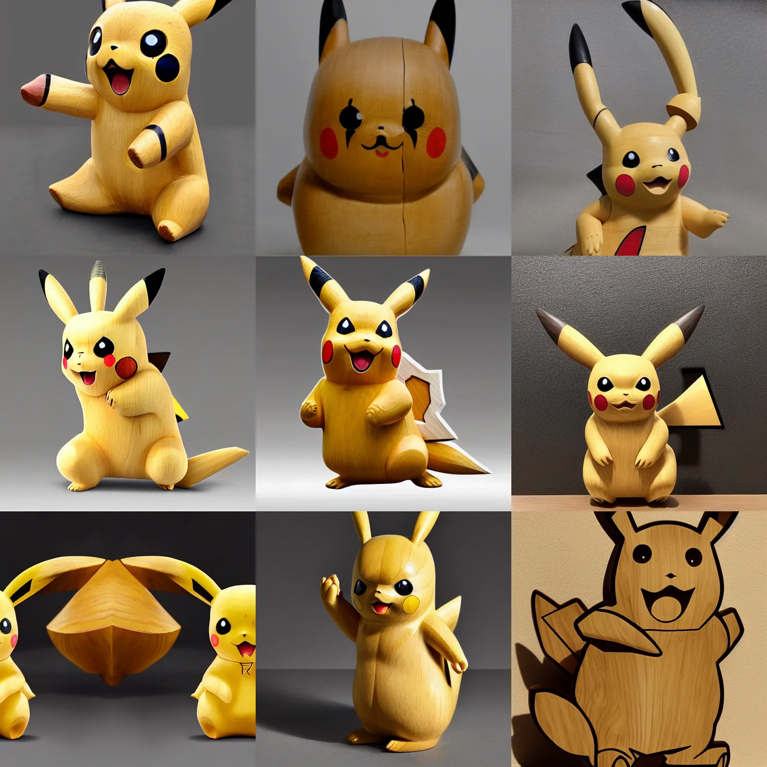 Pikachu Wooden Pokemon Figure Statue