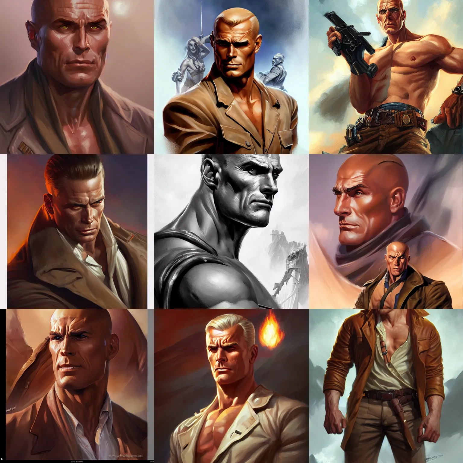 Image similar to doc savage, D&D, fantasy, portrait, highly detailed, digital painting, trending on artstation, concept art, sharp focus, illustration, art by artgerm and greg rutkowski and magali villeneuve