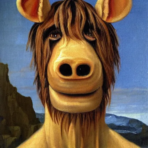 Prompt: alf painted in the style of the classical masters, renaissance oil painting