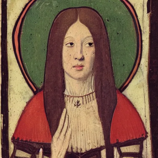 Image similar to a medieval portrait of Evelynn