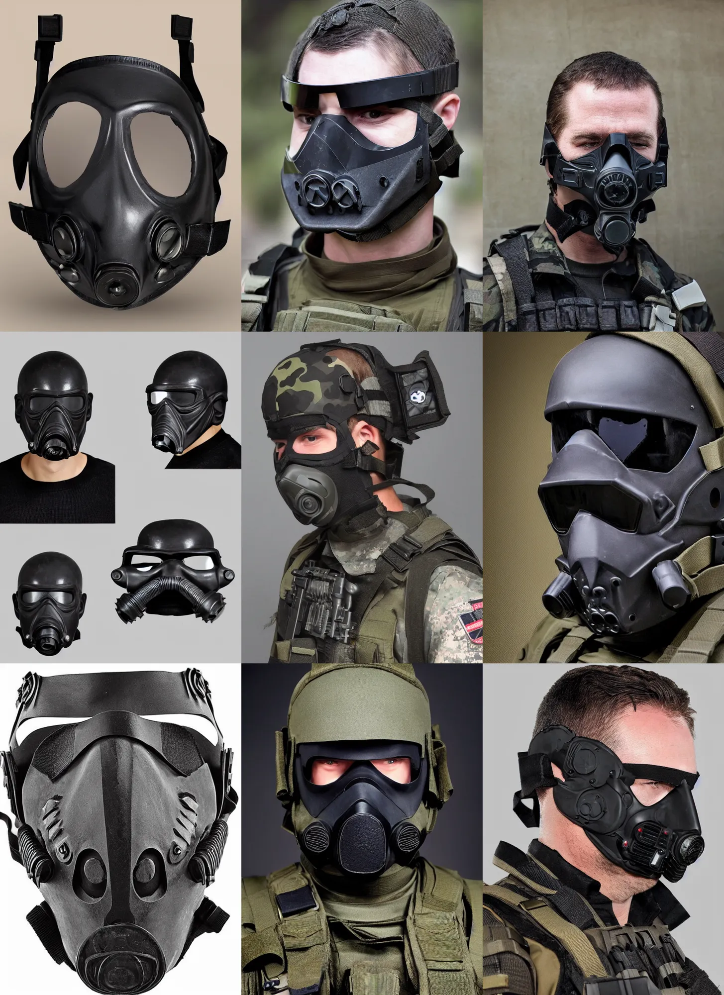 Prompt: spec - ops uniform mask, special forces, dark design