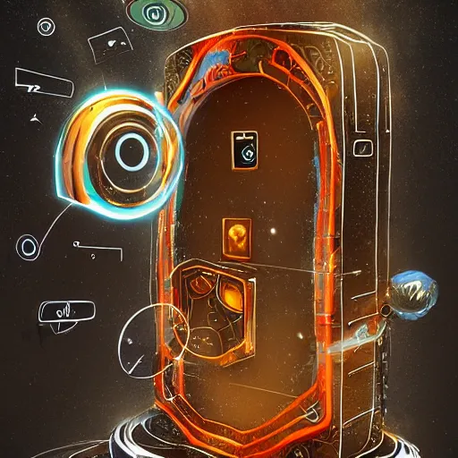 Image similar to phone that is a portal to another dimension, high detail, concept art, computer art