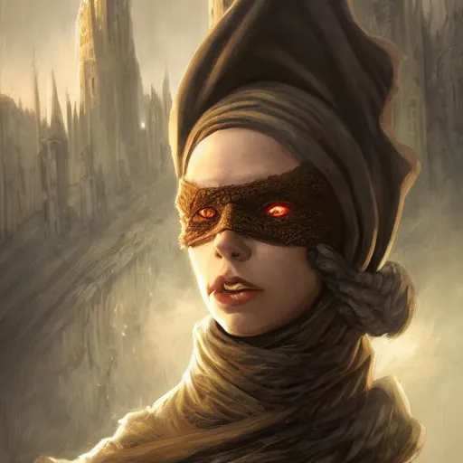 Image similar to portrait, mysterious rogue wearing a cloak, covered face, rpg game, stern expression, main character, detailed, digital painting, artstation, sharp focus, illustration, artgerm, tomasz alen kopera, peter mohrbacher, donato giancola, joseph christian leyendecker, wlop, frank frazetta