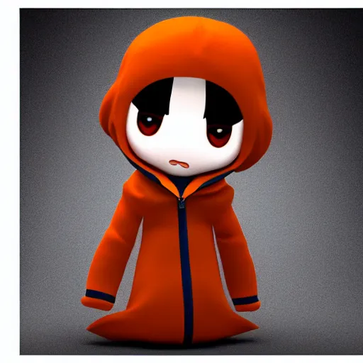 Prompt: cute fumo plush of an alien girl in a black hoodie, three point lighting, orange and blue contrast, vray