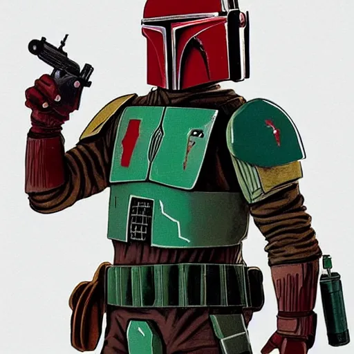 Prompt: Boba Fett as in character in Stranger Things