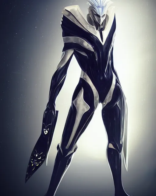 Prompt: perfect white haired egyptian male god, brute, warframe armor, beautiful, symmetric, dreamy, half african, black salamander eyes, charlize theron, detailed, scifi platform, laboratory, experiment, 4 k, ultra realistic, epic lighting, android body, illuminated, cinematic, masterpiece, art by akihito tsukushi, voidstar