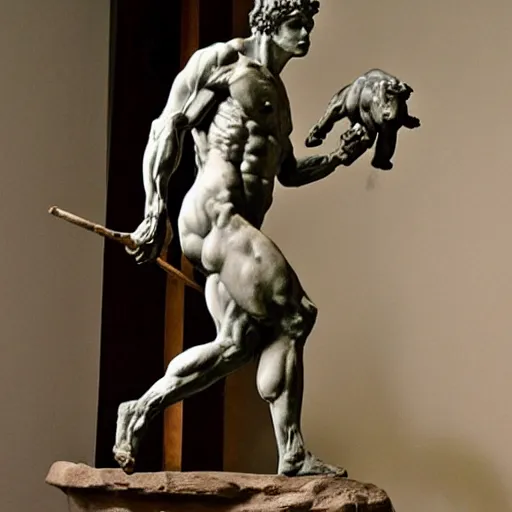 Image similar to a sculpture of a centaur by Michelangelo