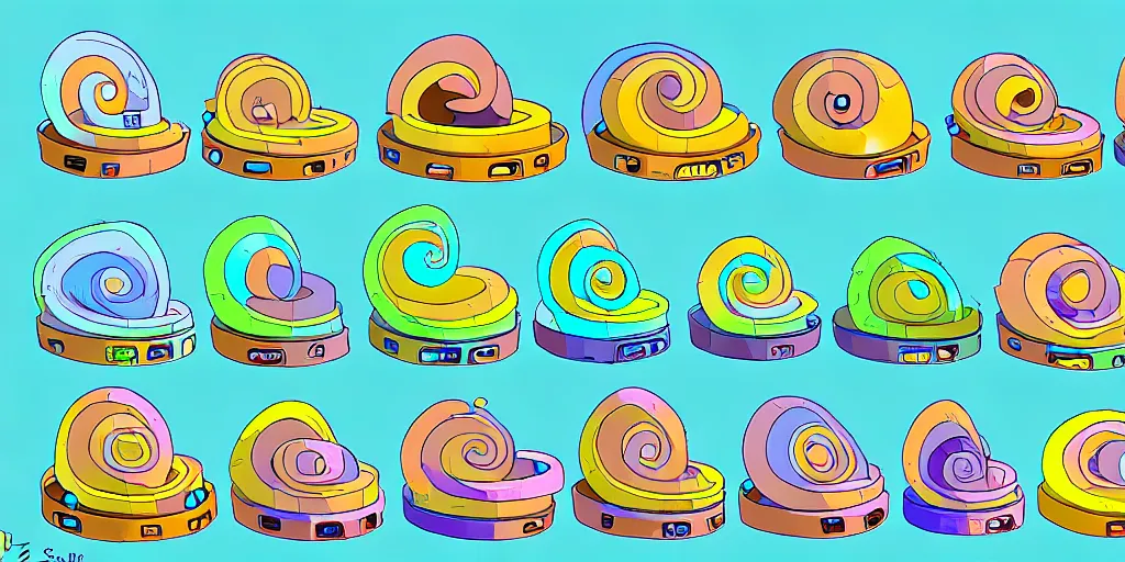 Image similar to chubby spiral shape cartoon concept art, ship port, from lorax movie, sam and max