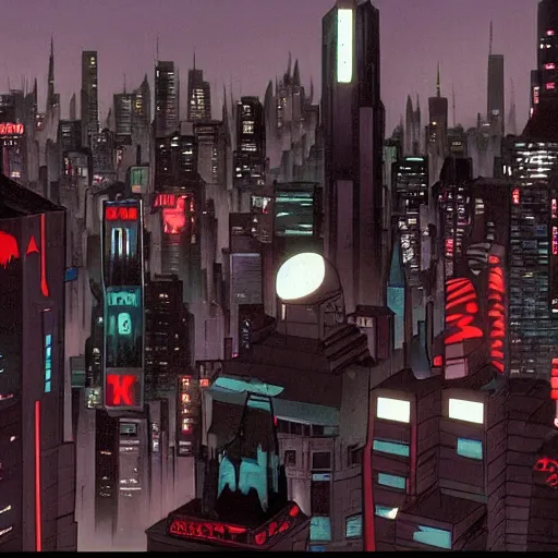 Image similar to a screenshot from episode of the show'batmanbeyond'( 1 9 9 9 - 2 0 0 1 ) produced by alan burnett, paul dini, glen murakami, and bruce timm. film grain. matte painting. masterpiece. cel shading. dark color scheme. cyberpunk theme.