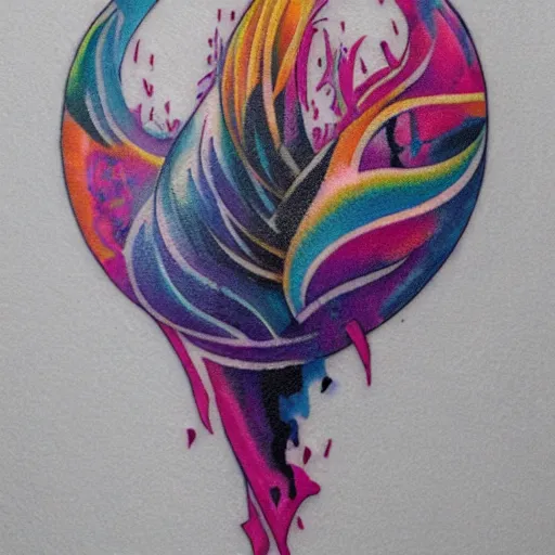 Image similar to a tattoo inspired aurora aksnes, abstract, pritty.