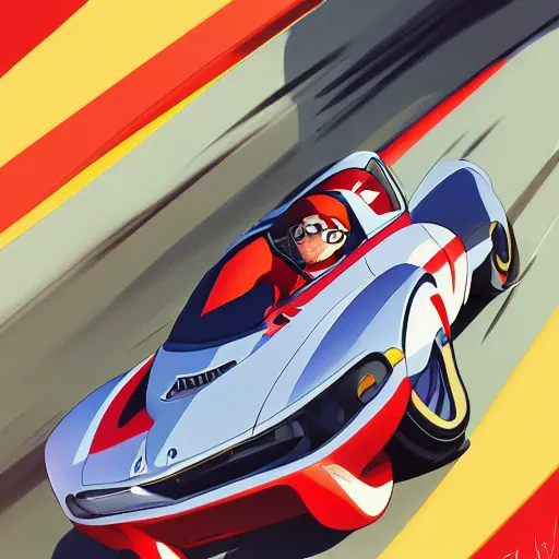 Prompt: speed racer's mach 5 in motion, portrait shinkai makoto studio ghibli studio key hideaki anno sakimichan stanley artgerm lau rossdraws james jean marc simonetti elegant highly detailed digital painting artstation pixiv