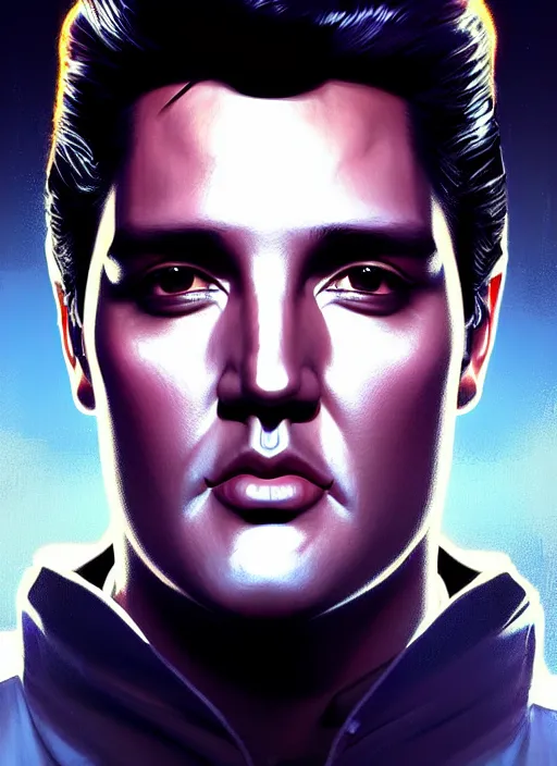 Prompt: symmetry!! portrait of elvis presley, sci - fi, tech wear, glowing lights!! intricate, elegant, highly detailed, digital painting, artstation, concept art, smooth, sharp focus, illustration, art by artgerm and greg rutkowski and alphonse mucha