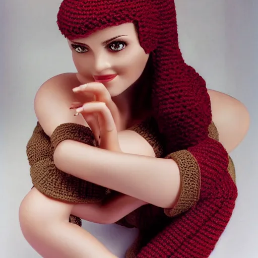 Image similar to Pretty Woman with crocheting figure